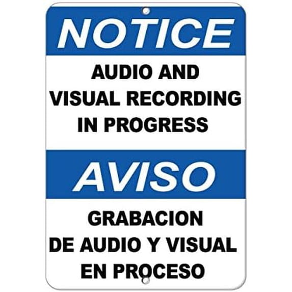 UEJUNBO Notice Audio and Visual Recording in Progress Sign Business ...