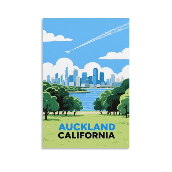UENPHN Auckland California Vintage Travel Posters 24X36inch(60X90cm) Canvas Wall Posters And Art Prints Modern Home Bedroom Decor Posters