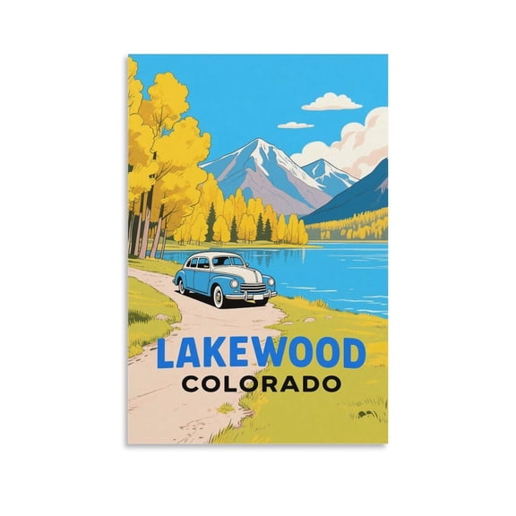 UENPHN Lakewood Colorado Vintage Travel Posters 24X36inch(60X90cm) Canvas Wall Posters And Art Prints Modern Home Bedroom Decor Posters
