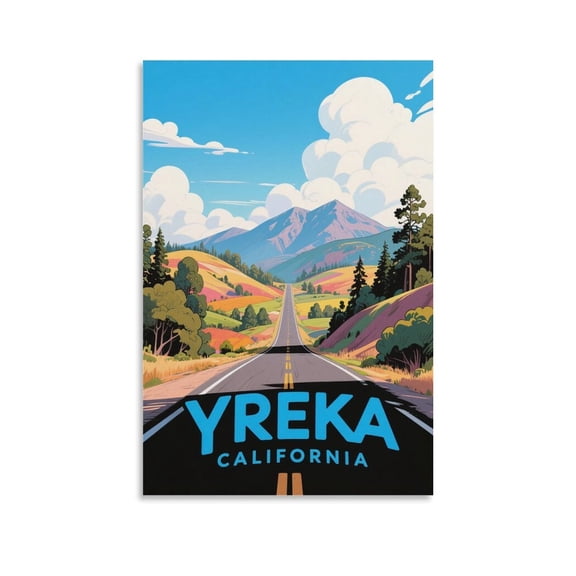 UENPHN Yreka California Vintage Travel Posters 16X24inch(40X60cm) Canvas Wall Posters And Art Prints Modern Home Bedroom Decor Posters