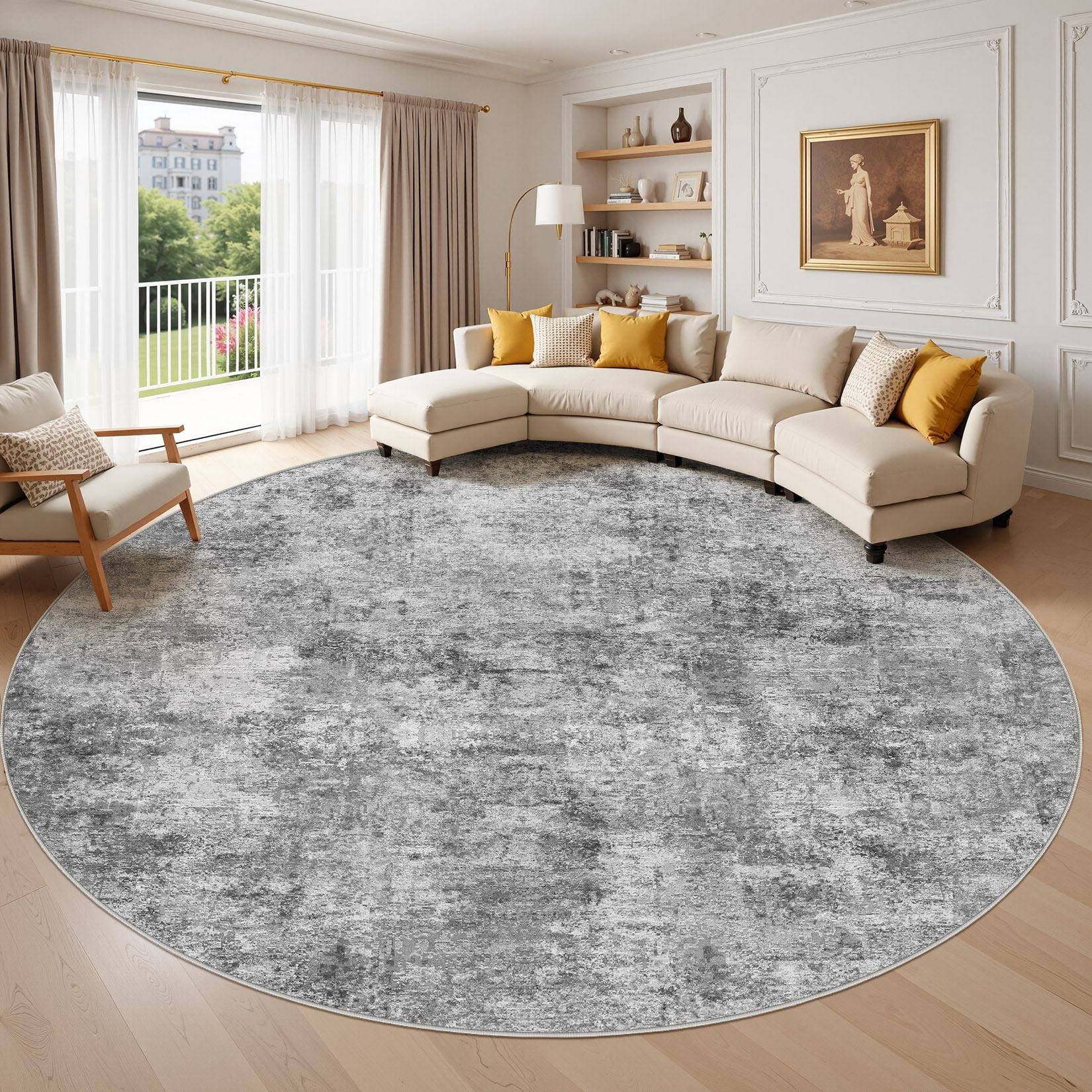 UERMEI 10'x10' Round Washable Area Rugs for Living Room, Modern ...