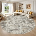 thumbnail image 1 of UERMEI 10'x10' Round Washable Area Rugs for Living Room, Modern Abstract Printed Rug, Vacuum-Friendly, Non Slip Indoor Rug for Bedroom Entryway Home Decor Carpet, Gold Brown, 1 of 6