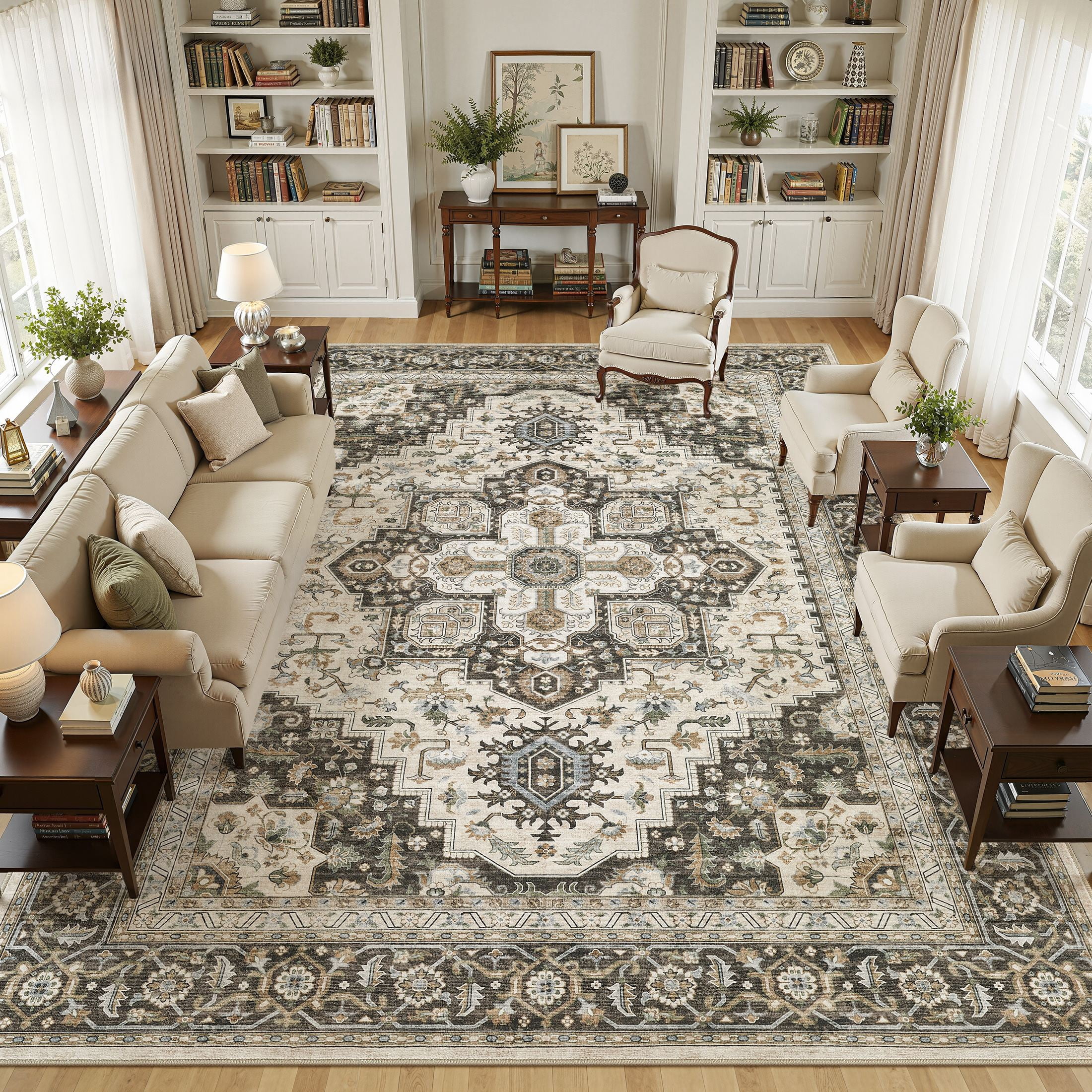 UERMEI 10'x12' Large Area Rugs for Living Room, Non-slip Washable ...