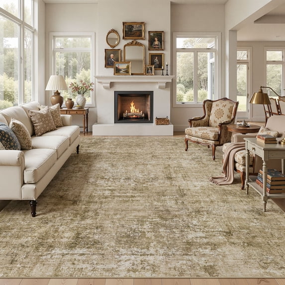 UERMEI 10'x12' Large Area Rugs for Living Room, Washable Non-slip Soft Indoor Modern Abstract Rug for Bedroom Dining Room Office Home Decor Carpet, Golden