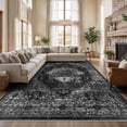 thumbnail image 1 of UERMEI 10x14 Washable Area Rugs for Living Room, Modern Vintage Printed Rug, Vacuum-Friendly, Non Slip Indoor Rug for Bedroom Dining Room Home Decor Carpet, Black, 1 of 8