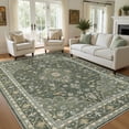 thumbnail image 1 of UERMEI 10x14 Washable Area Rugs for Living Room, Vintage Printed Rug, Vacuum-Friendly, Non Slip Indoor Rug for Bedroom Dining Room Home Decor Carpet, Dark Sage Green, 1 of 8