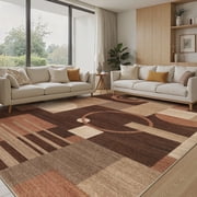MICGEEK 10x14 Washable Area Rugs for Living Room, Modern Geometric Printed Rug, Vacuum-Friendly, Non Slip Indoor Rug for Bedroom Dining Room Home Decor Carpet, 