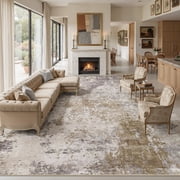 UERMEI 12x15 Large Area Rugs for Living Room, Washable Non-slip Soft Indoor Modern Abstract Rug for Bedroom Dining Room Office Home Decor Carpet, Brown
