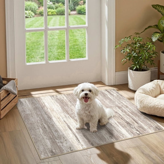 UERMEI 2'x3' Area Rugs for Entryway, Modern Abstract Washable Rug Door Mats for Bedroom Laundry Room, Non-Slip Soft Low Pile Home Decor Carpet Accent Rug Indoor Rug, Brown