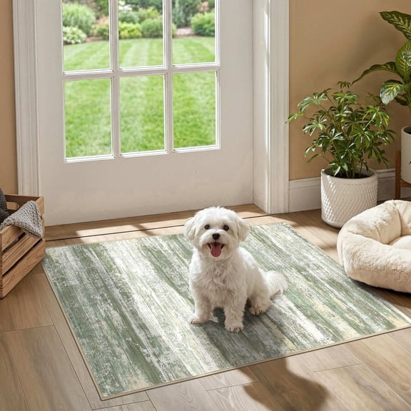 UERMEI 2'x3' Area Rugs for Entryway, Modern Abstract Washable Rug Door Mats for Bedroom Laundry Room, Non-Slip Soft Low Pile Home Decor Carpet Accent Rug Indoor Rug, Green