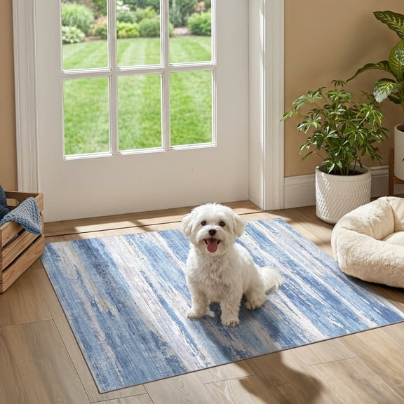 UERMEI 2'x3' Area Rugs for Entryway, Modern Abstract Washable Rug Door Mats for Bedroom Laundry Room, Non-Slip Soft Low Pile Home Decor Carpet Accent Rug Indoor Rug, Sky Blue