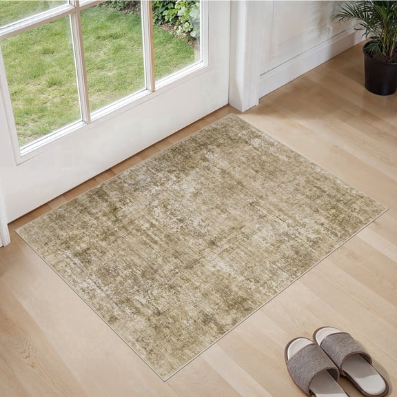 UERMEI 2'x3' Area Rugs for Entryway, Washable Non-slip Soft Indoor Door Mats, Modern Abstract Throw Rug for Bedroom Laundry Room Carpet, Golden