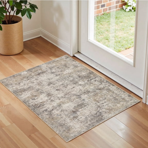 UERMEI 2'x3' Small Area Rugs for Entryway, Machine Washable Ultra-Thin Soft Rug, Non Slip Indoor Door Mats, Throw Rug for Bedroom Hallway, Laundry Room Carpets, Gold Brown