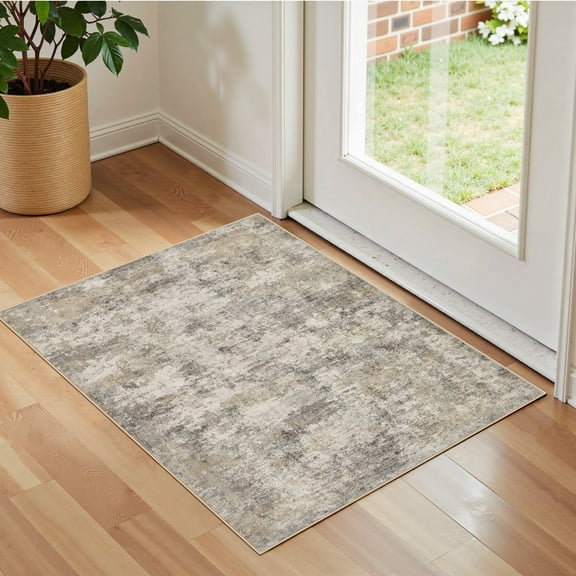 UERMEI 2'x3' Small Area Rugs for Entryway, Machine Washable Ultra-Thin Soft Rug, Non Slip Indoor Door Mats, Throw Rug for Bedroom Hallway, Laundry Room Carpets, Gold Brown