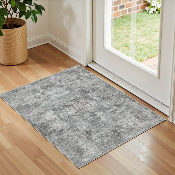 UERMEI 2'x3' Small Area Rugs for Entryway, Machine Washable Ultra-Thin Soft Rug, Non Slip Indoor Door Mats, Throw Rug for Bedroom Hallway, Laundry Room Carpets, Gray