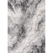UERMEI 2x3 Washable Area Rug for Entryway Bathroom, Non-Slip Soft Low Pile Modern Abstract Marble Carpet, Charcoal Gray Cream