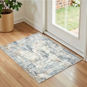 UERMEI 2'x3' Small Area Rugs for Entryway, Machine Washable Ultra-Thin Soft Rug, Non Slip Indoor Door Mats, Throw Rug for Bedroom Hallway, Laundry Room Carpets, Blue