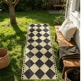 thumbnail image 1 of UERMEI 2'x6' Checkered Easy Jute Runner, 2x6 Kitchen Runner Rug Non Slip Washable Outdoor Rug for Entryway Indoor, Checkerboard Black Indoor Outdoor Carpet for Hallway 6ft Entry Front Door, 1 of 11