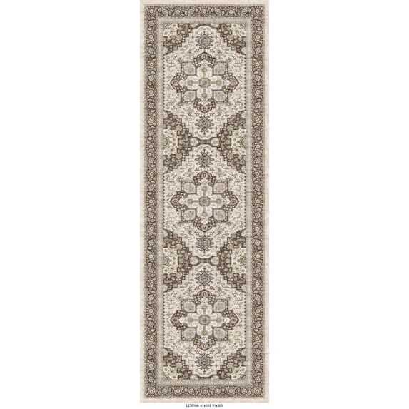 UERMEI 2'x6' Runner Rug for Hallway, Machine Washable Vintage Runner Rug Distressed, Non Slip Kitchen Floor Mat, Low Pile Rugs for Kitchen Halfway Bedroom Laundry Entryway, Brown Green