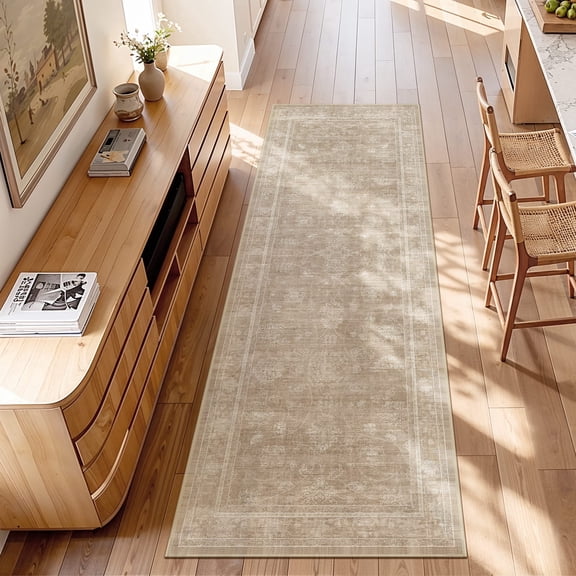 UERMEI 2x6 Washable Runner Rugs for Hallway, Modern Vintage Non Slip Indoor Rug for Entryway Doormats Bedroom Kitchen, Vacuum-Friendly Home Decor Carpet