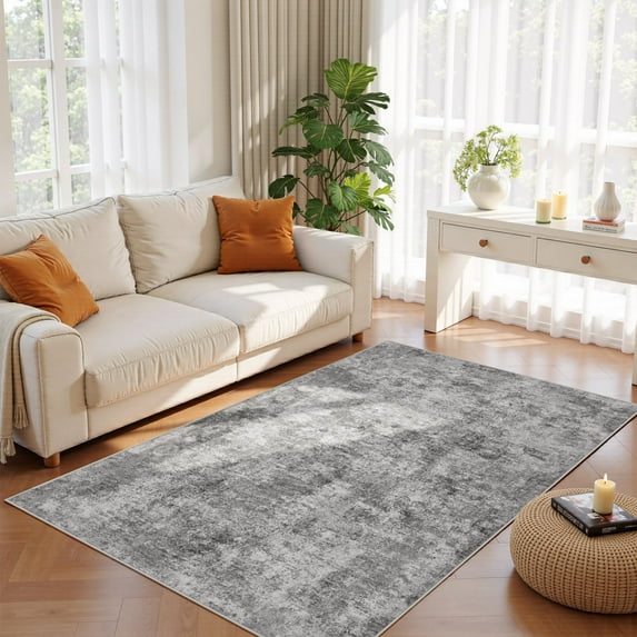 UERMEI 3'x5' Small Area Rugs for Entryway, Machine Washable Ultra-Thin Soft Rug, Non Slip Indoor Door Mats, Throw Rug for Bedroom Hallway, Laundry Room Carpets, Gray
