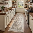 thumbnail image 1 of UERMEI 3'x8' Runner Rug for Hallway, Machine Washable Vintage Runner Rug Distressed, Non Slip Kitchen Floor Mat, Low Pile Rugs for Kitchen Halfway Bedroom Laundry Entryway, Brown Beige, 1 of 8