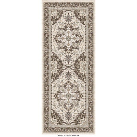 UERMEI 3'x8' Runner Rug for Hallway, Machine Washable Vintage Runner Rug Distressed, Non Slip Kitchen Floor Mat, Low Pile Rugs for Kitchen Halfway Bedroom Laundry Entryway, Brown Green