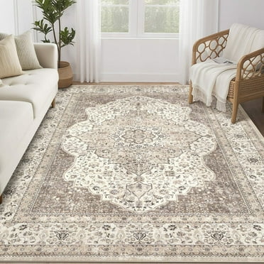 UERMEI 3'x8' Washable Runner Rugs for Entryway Kitchen Hallway Bedroom Bathroom Home Decor Carpets, Non-slip Indoor Rug, Vintage Floral Boho Printed Carpet, Brown