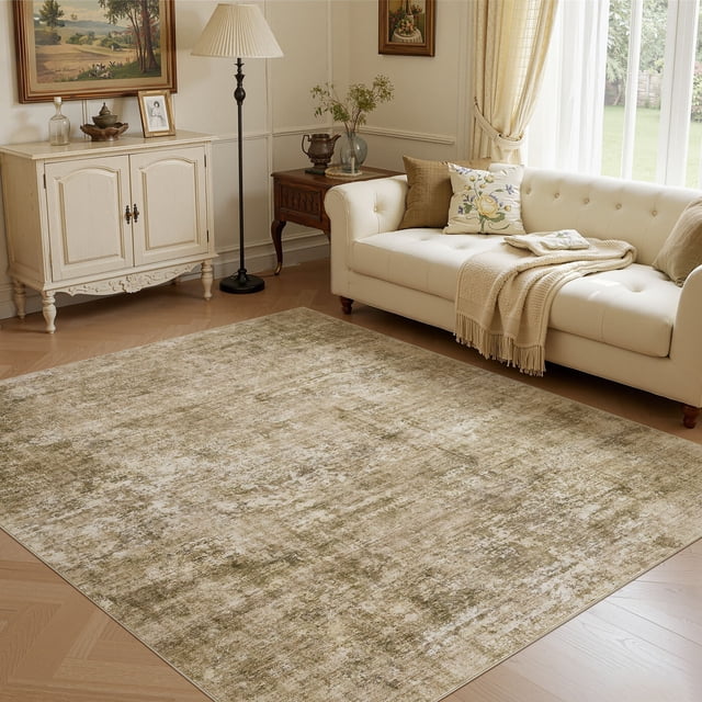 UERMEI 5'x7' Area Rugs for Living Room, Washable Non-slip Soft Indoor Modern Abstract Throw Rug for Bedroom Dining Room Office Home Decor Carpet, Golden