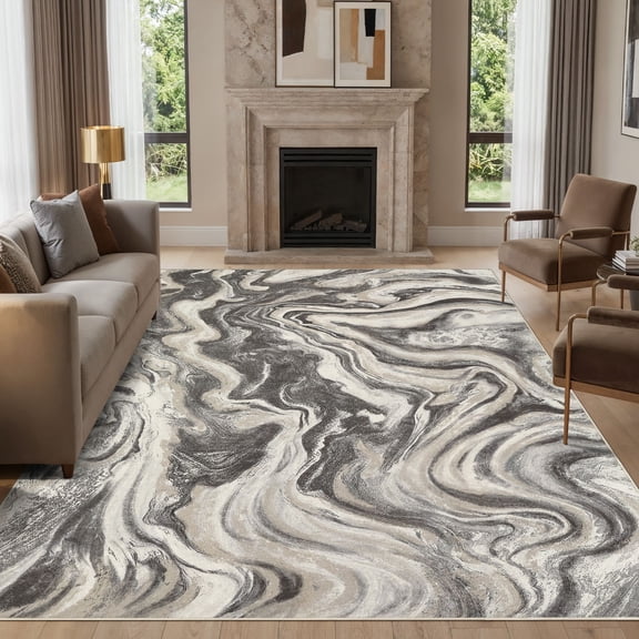 UERMEI 5'x7' Washable Area Rugs for Living Room, Washable Non-slip Soft Indoor Modern Vintage Throw Rug for Bedroom Dining Room Office Home Decor Carpet,Dove Gray