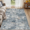 thumbnail image 1 of UERMEI 5'x7' Washable Area Rugs for Living Room, Modern Abstract Printed Carpet, Non Slip Indoor Rug for Bedroom Home Decor Carpets, Blue/Brown, 1 of 11