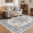 thumbnail image 1 of UERMEI 5x7 Washable Area Rugs for Living Room, Modern Vintage Printed Rug, Vacuum-Friendly, Non Slip Indoor Rug for Bedroom Dining Room Home Decor Carpet, Purple gray/Brown, 1 of 8