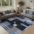 thumbnail image 1 of MICGEEK 5x7 Washable Area Rugs for Living Room, Modern Geometric Printed Rug, Vacuum-Friendly, Non Slip Indoor Rug for Bedroom Dining Room Home Decor Carpet, Charcoal Blue, 1 of 9