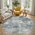 thumbnail image 1 of UERMEI 6'x6' Round Washable Area Rugs for Living Room, Modern Abstract Printed Rug, Vacuum-Friendly, Non Slip Indoor Rug for Bedroom Entryway Home Decor Carpet, Blue/Brown, 1 of 6