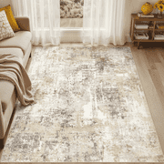 UERMEI 6x9 Washable Area Rugs for Living Room, Washable Non Slip Indoor Rug for Bedroom Home Decor Carpets, Modern Abstract Printed Carpet, Grey Gold