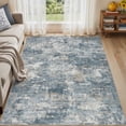 thumbnail image 1 of UERMEI 6'x9' Washable Area Rugs for Living Room, Modern Abstract Printed Carpet, Non Slip Indoor Rug for Bedroom Home Decor Carpets, Blue/Brown, 1 of 12