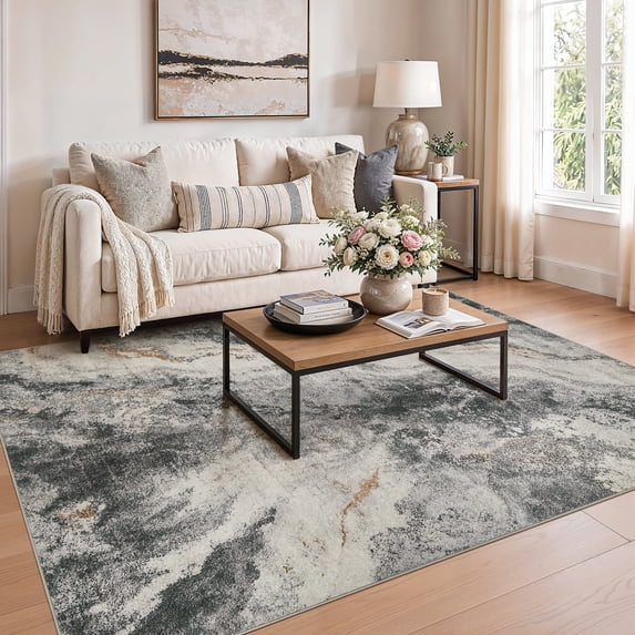 Washable Abstract Shape Rug UERMEI 6'x9' Washable Area Rugs for Living Room, Modern Abstract ...