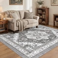 thumbnail image 1 of UERMEI 6x9 Washable Area Rugs for Living Room, Modern Vintage Printed Rug, Vacuum-Friendly, Non Slip Indoor Rug for Bedroom Dining Room Home Decor Carpet, Gray, 1 of 8