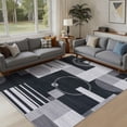 thumbnail image 1 of MICGEEK 6x9 Washable Area Rugs for Living Room, Modern Geometric Printed Rug, Vacuum-Friendly, Non Slip Indoor Rug for Bedroom Dining Room Home Decor Carpet, Black/Gray, 1 of 10