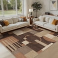 thumbnail image 1 of MICGEEK 6x9 Washable Area Rugs for Living Room, Modern Geometric Printed Rug, Vacuum-Friendly, Non Slip Indoor Rug for Bedroom Dining Room Home Decor Carpet, Brown/Beige, 1 of 9