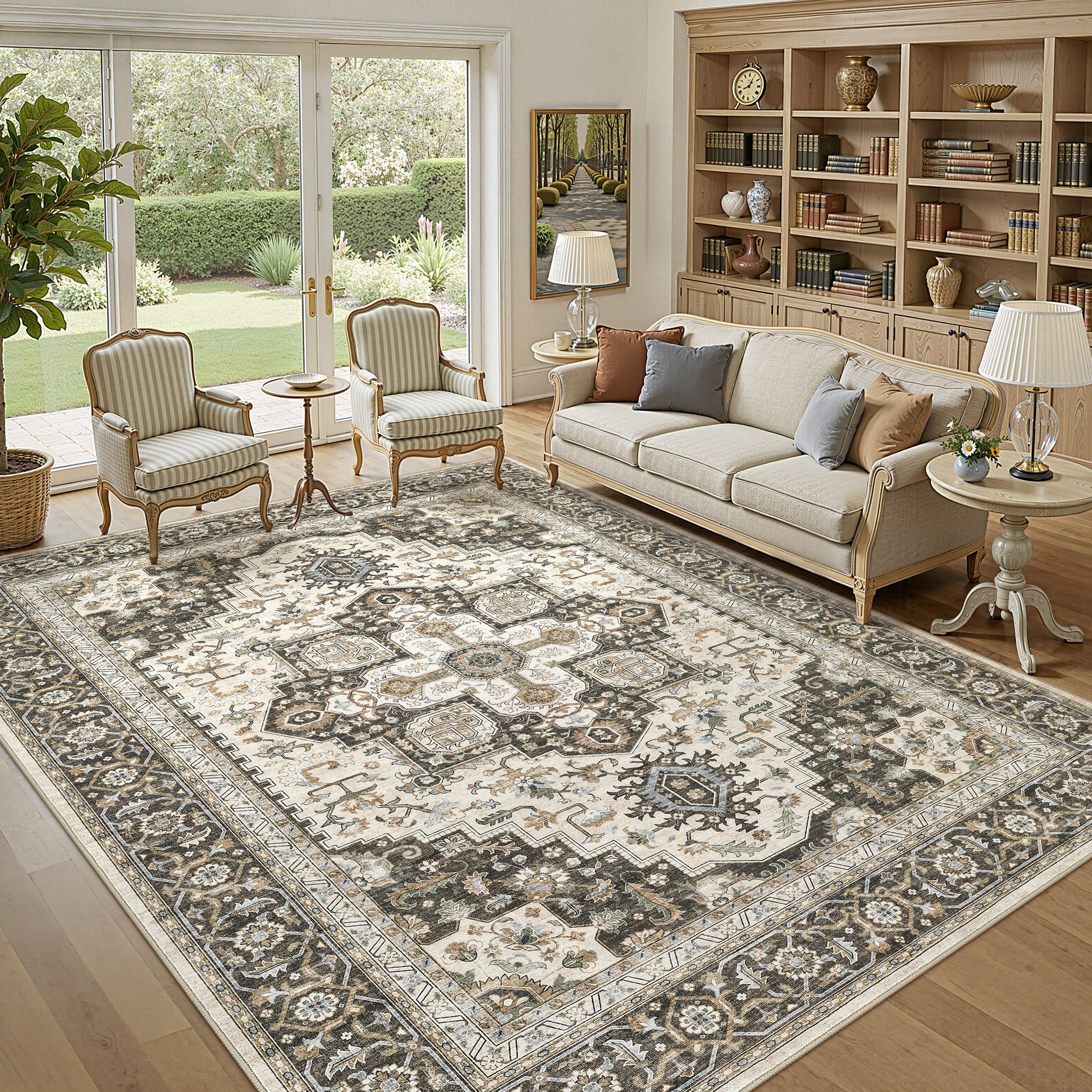 UERMEI 8'x10' Area Rugs for Living Room, Non-slip Washable Vintage ...