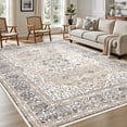 thumbnail image 1 of UERMEI 8'x10' Washable Area Rugs for Living Room, Vintage Floral Boho Printed Carpet, Non Slip Indoor Rug for Bedroom Home Decor Carpets - Camel, 1 of 12