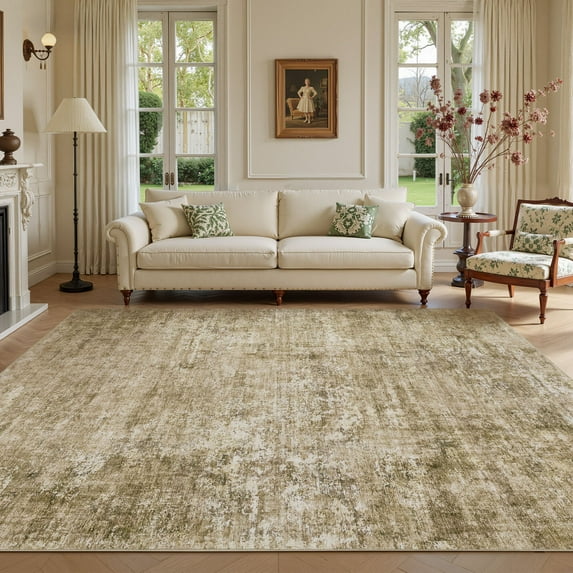 UERMEI 8'x10' Large Area Rugs for Living Room, Washable Non-slip Soft Indoor Modern Abstract Rug for Bedroom Dining Room Office Home Decor Carpet, Golden