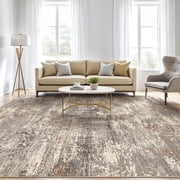 UERMEI 8'x10' Washable Area Rugs for Living Room, Modern Abstract Printed Carpet, Non Slip Indoor Rug for Bedroom Home Decor Carpets, Speckles Brown