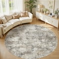 thumbnail image 1 of UERMEI 8'x8' Round Washable Area Rugs for Living Room, Modern Abstract Printed Rug, Vacuum-Friendly, Non Slip Indoor Rug for Bedroom Entryway Home Decor Carpet, Gold Brown, 1 of 6