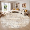 thumbnail image 1 of UERMEI 8'x8' Round Area Rugs for Living Room, Washable Non Slip Indoor Rug for Bedroom Home Decor Carpets, Modern Abstract Printed Carpet, Gray Gold, 1 of 7
