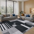 thumbnail image 1 of MICGEEK 8x10 Washable Area Rugs for Living Room, Modern Geometric Printed Rug, Vacuum-Friendly, Non Slip Indoor Rug for Bedroom Dining Room Home Decor Carpet, Black/Gray, 1 of 11