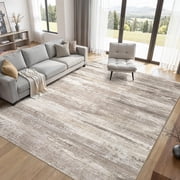 UERMEI 9x12 Area Rugs for Living Room, Modern Abstract Washable Rug for Bedroom Dining Room Office, Non-Slip Soft Low Pile Home Decor Carpet Accent Rug, Brown