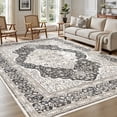 thumbnail image 1 of UERMEI 9'x12' Washable Area Rugs for Living Room, Vintage Floral Boho Printed Carpet, Non Slip Indoor Rug for Bedroom Home Decor Carpets - Black, 1 of 12
