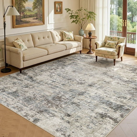 UERMEI 9'x12' Large Area Rugs for Living Room, Washable Non-slip Soft Indoor Modern Abstract Rug for Bedroom Dining Room Office Home Decor Carpet, Brownish Pink